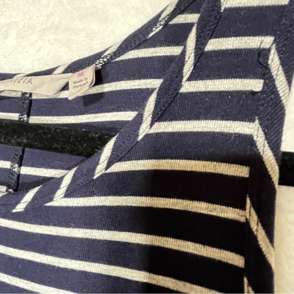 ATHLETA Womens Striped Swing Dress Oversized Navy Gray Size Medium - Picture 5 of 11